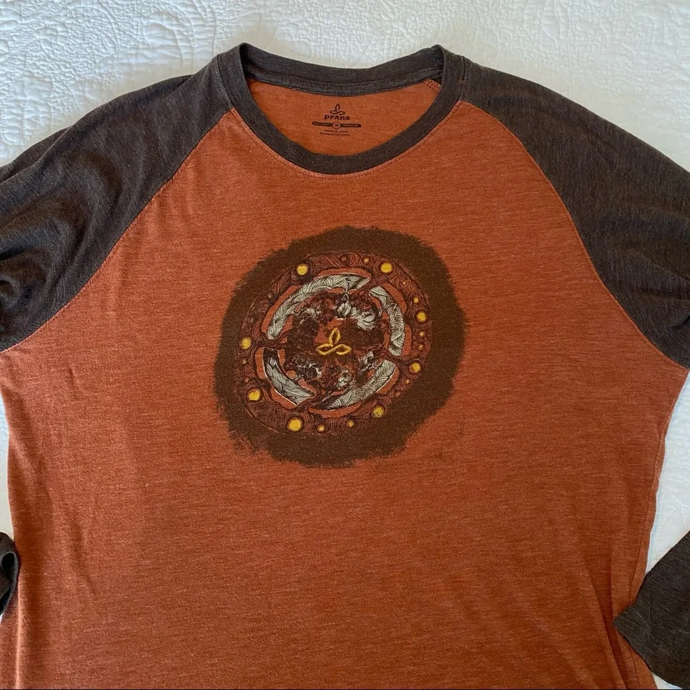 Prana Raglan Sleeve Rust & Brown Long Sleeve Tee_9